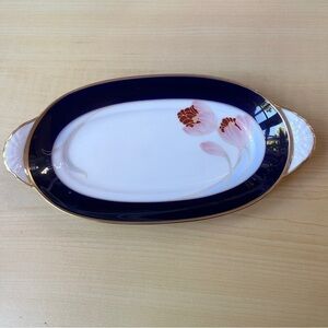 Vintage Legacy by Noritaki Formal butter dish Serving platter blue, white & gold